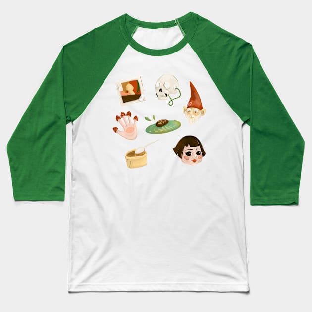 Amelie raspberry icons Baseball T-Shirt by Susi V